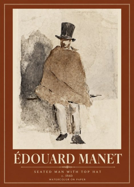Édouard Manet Seated Man with Top Hat No6 - Poszter