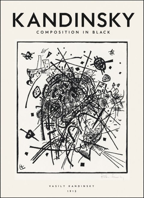 Kandinsky Composition in Black No1 - Poszter