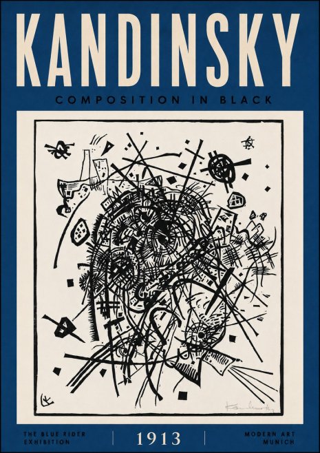 Kandinsky Composition in Black No5 - Poszter