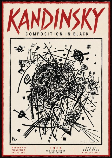 Kandinsky Composition in Black No6 - Poszter