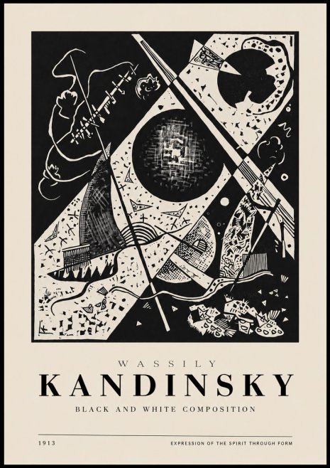 Kandinsky Black and White Composition No3 - Poszter