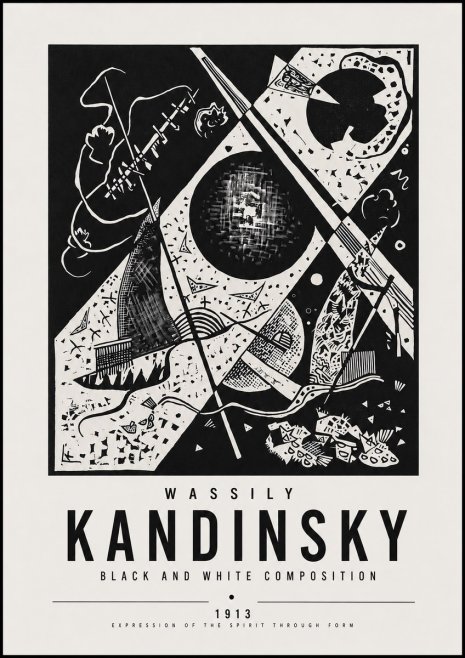 Kandinsky Black and White Composition No5 - Poszter