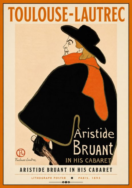 Toulouse-Lautrec Aristide Bruant in His Cabaret II No4 - Poszter
