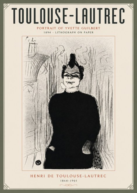 Toulouse-Lautrec Portrait of Yvette Guilbert No5 - Poszter