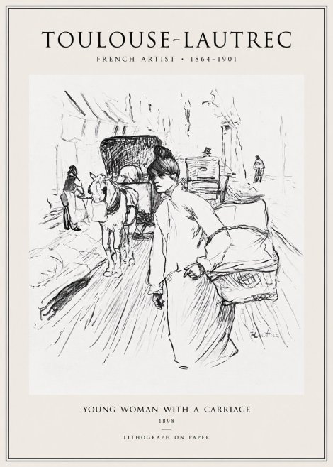 Toulouse-Lautrec Young Woman with a Carriage No1 - Poszter
