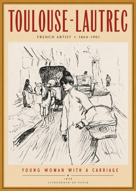 Toulouse-Lautrec Young Woman with a Carriage No3 - Poszter