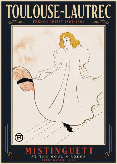 Toulouse-Lautrec Mistinguett at the Moulin Rouge No6 - Poszter