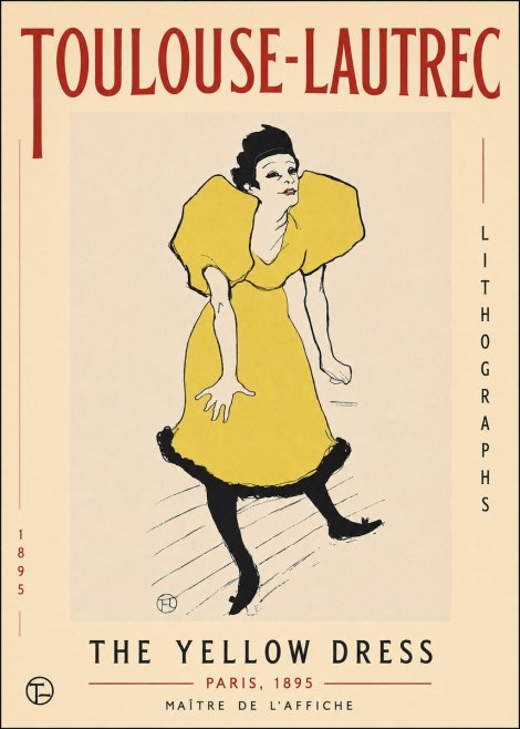 Toulouse-Lautrec The Yellow Dress No3 - Poszter