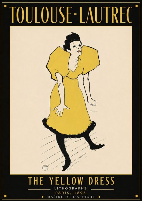 Toulouse-Lautrec The Yellow Dress No4 - Poszter