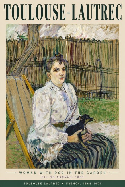 Toulouse-Lautrec Woman with Dog in the Garden No3 - Poszter