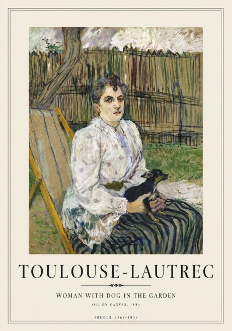 Toulouse-Lautrec Woman with Dog in the Garden No4 - Poszter
