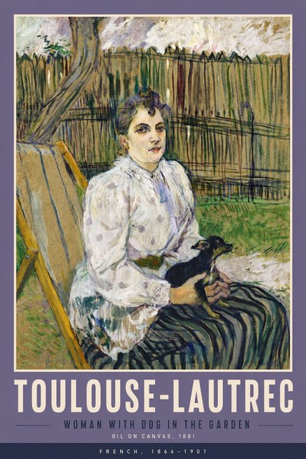 Toulouse-Lautrec Woman with Dog in the Garden No5 - Poszter