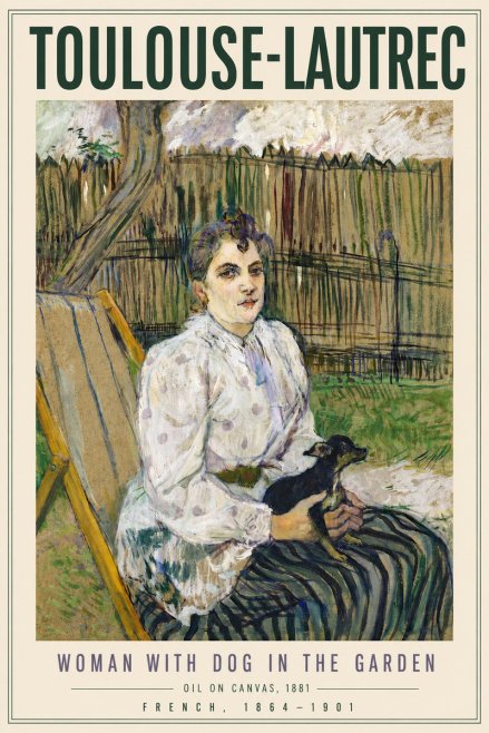 Toulouse-Lautrec Woman with Dog in the Garden No6 - Poszter