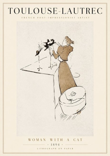 Toulouse-Lautrec Woman with a Cat No1 - Poszter