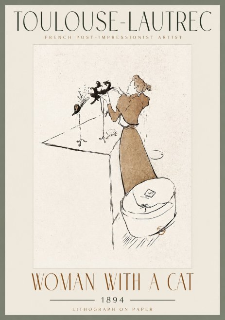 Toulouse-Lautrec Woman with a Cat No2 - Poszter