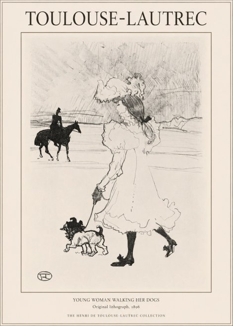 Toulouse-Lautrec Young Woman Walking Her Dogs No1 - Poszter