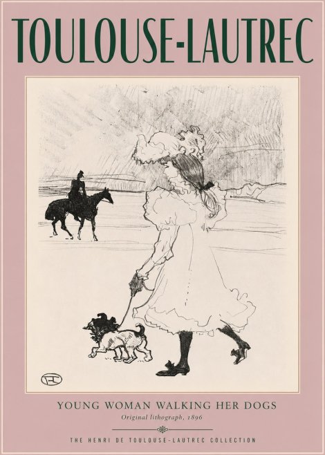 Toulouse-Lautrec Young Woman Walking Her Dogs No2 - Poszter