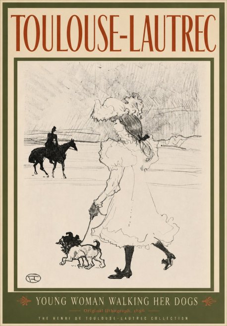 Toulouse-Lautrec Young Woman Walking Her Dogs No3 - Poszter