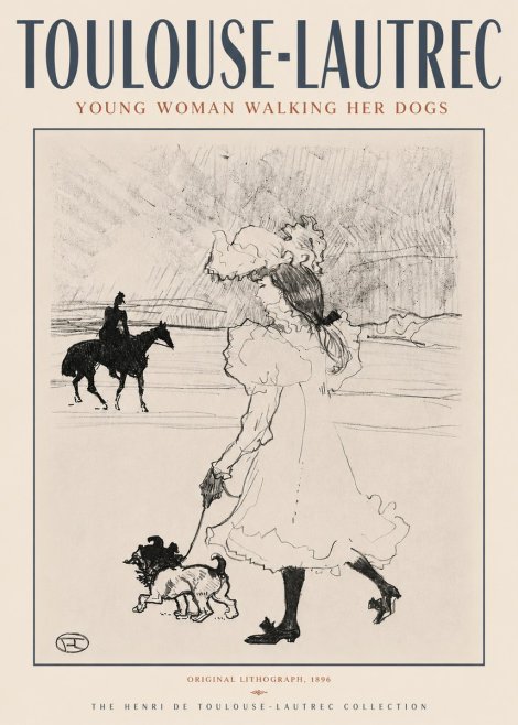 Toulouse-Lautrec Young Woman Walking Her Dogs No4 - Poszter