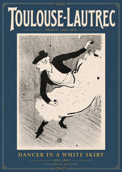 Toulouse-Lautrec Dancer in a White Skirt No4 - Poszter