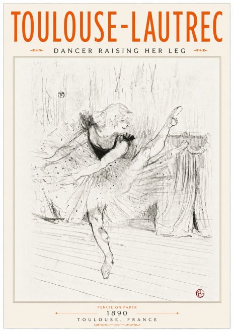 Toulouse-Lautrec Dancer Raising Her Leg No6 - Poszter