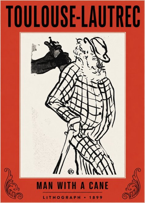 Toulouse-Lautrec Man with a Cane No2 - Poszter