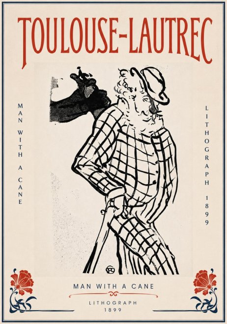 Toulouse-Lautrec Man with a Cane No5 - Poszter