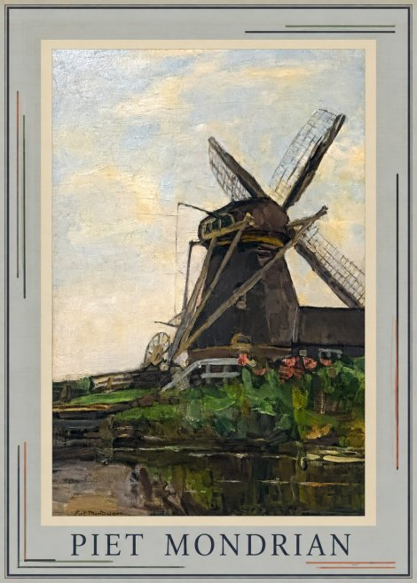 Piet Mondrian Windmill by the Water I No1 - Poszter