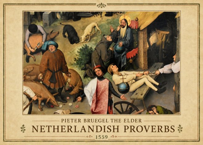 Pieter Bruegel Netherlandish Proverbs IV No1 - Poszter