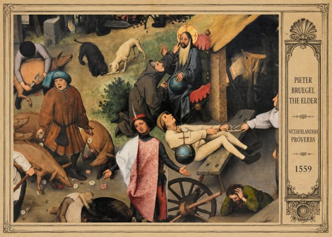 Pieter Bruegel Netherlandish Proverbs IV No3 - Poszter