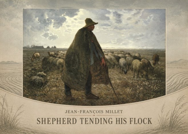 Jean-François Millet Shepherd Tending His Flock No3 - Poszter