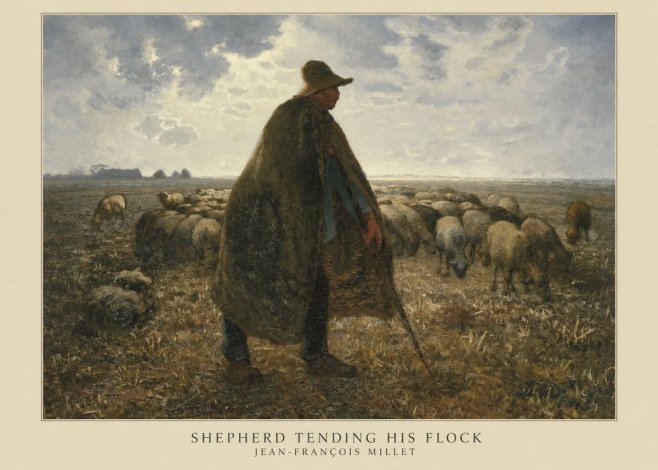 Jean-François Millet Shepherd Tending His Flock No5 - Poszter