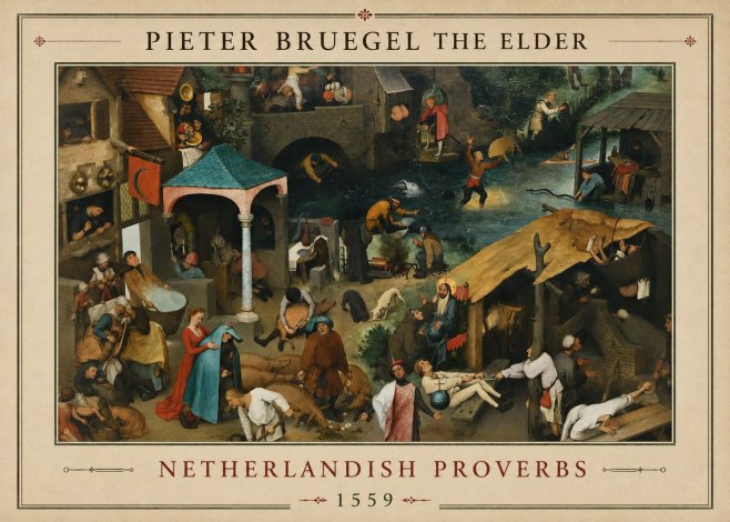 Pieter Bruegel Netherlandish Proverbs V No1 - Poszter