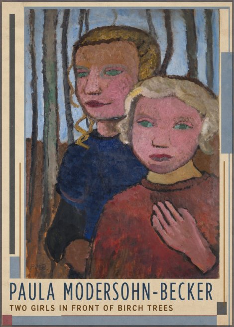 Paula Modersohn-Becker Two Girls in Front of Birch Trees No1 - Poszter