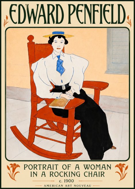 Edward Penfield Portrait of a Woman in a Rocking Chair No5 - Poszter