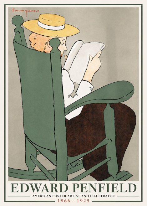 Edward Penfield Reading Woman in a Rocking Chair No2 - Poszter