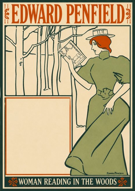 Edward Penfield Woman Reading in the Woods No4 - Poszter