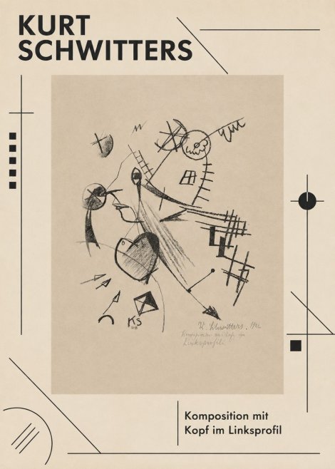 Kurt Schwitters Komposition Mit Kopf Im Linksprofil No1 - Poszter