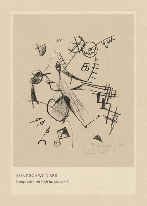 Kurt Schwitters Komposition Mit Kopf Im Linksprofil No4 - Poszter