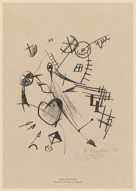 Kurt Schwitters Komposition Mit Kopf Im Linksprofil No5 - Poszter