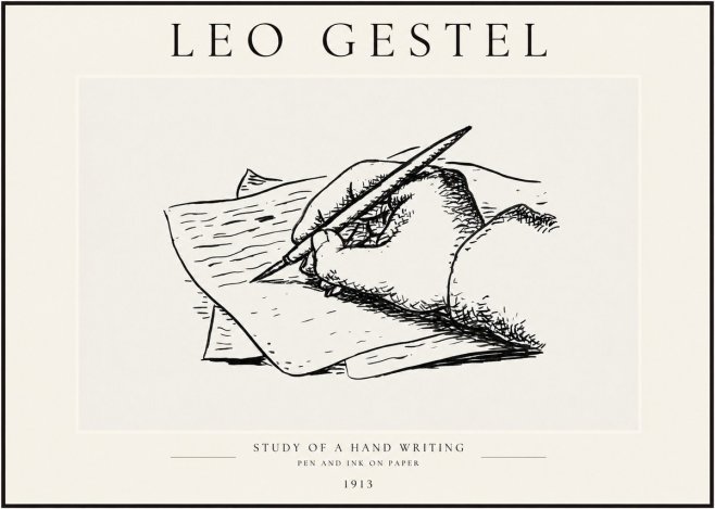 Leo Gestel Study of a Hand Writing No1 - Poszter