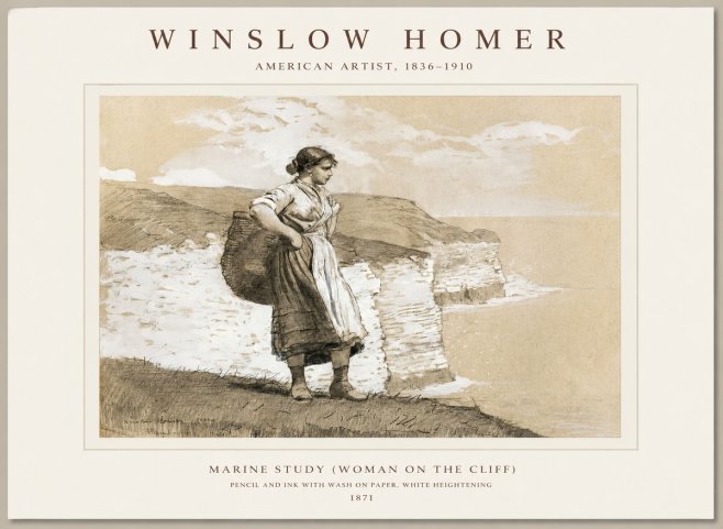 Winslow Homer Marine Study (Woman on the Cliff) No1 - Poszter