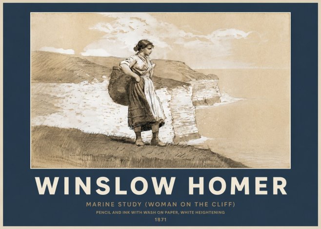 Winslow Homer Marine Study (Woman on the Cliff) No2 - Poszter