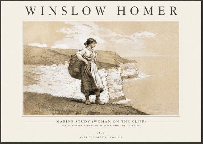 Winslow Homer Marine Study (Woman on the Cliff) No3 - Poszter