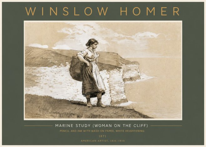 Winslow Homer Marine Study (Woman on the Cliff) No4 - Poszter