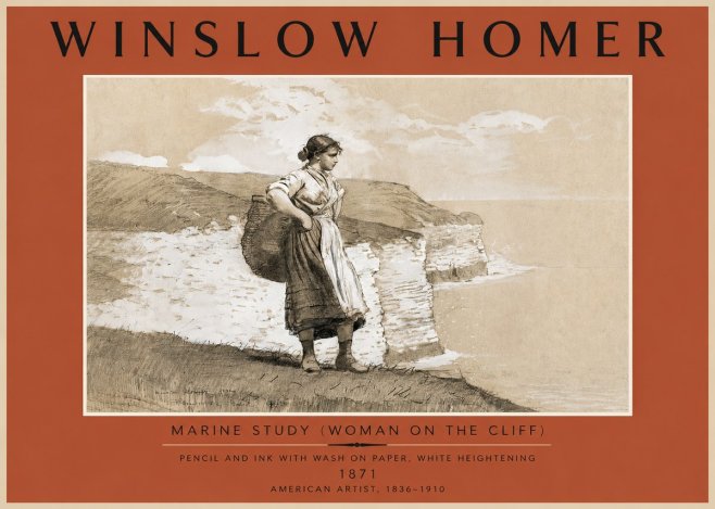 Winslow Homer Marine Study (Woman on the Cliff) No5 - Poszter