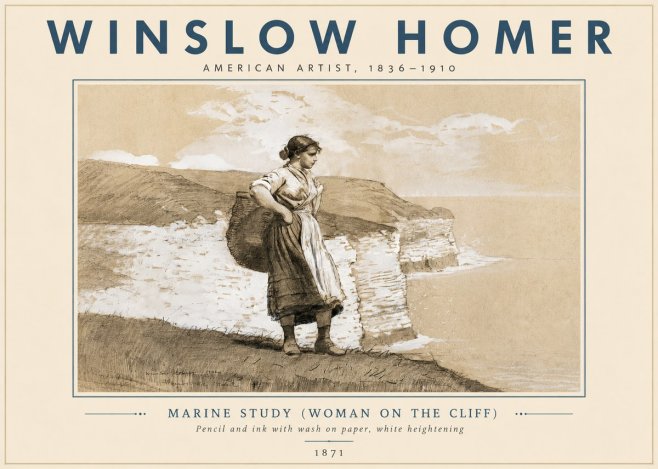 Winslow Homer Marine Study (Woman on the Cliff) No6 - Poszter
