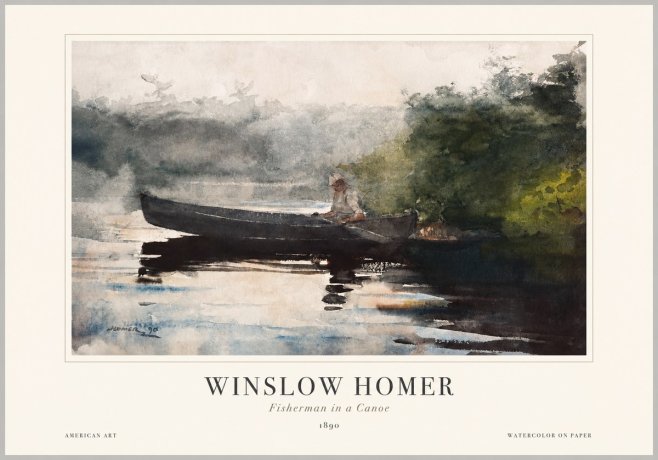 Winslow Homer Fisherman in a Canoe No1 - Poszter