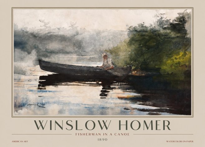 Winslow Homer Fisherman in a Canoe No3 - Poszter