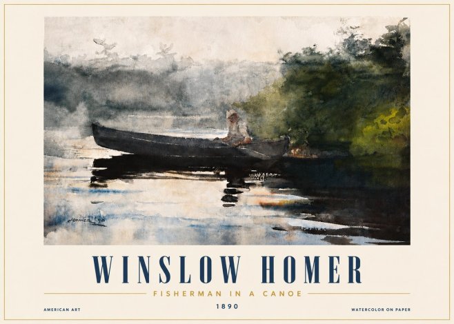 Winslow Homer Fisherman in a Canoe No4 - Poszter